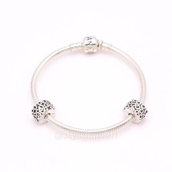 Two Authentic PANDORA Silver Swirls Clips Charms - 790338 - Picture 9 of 11